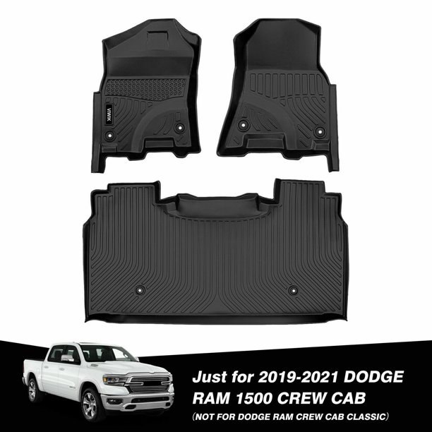 Floor Mats Liner Black Rubber Set For 20192021 2020 Dodge Ram 1500