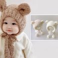 thumbnail image 3 of Baby Beanie Hat for Winter with Earfalp Cute Bear Kids Ear Protection Hat Soft Newborn Bonnet Hat 0-3Years, 3 of 8