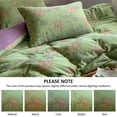 thumbnail image 5 of Green Flower Duvet Cover Set Twin, 3Pcs Yarn-Dyed Linen Cotton Jacquard Duvet Cover with 2 Pillowcases Garden Style Green  Bedding Set for Girls Women Without Comforter, 5 of 8