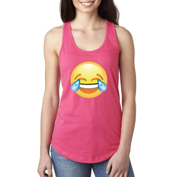 MmF - Women's Racerback Tank Top, up to Women Size 2XL - Emoji Laughing Tears
