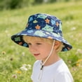 thumbnail image 3 of IVEYRTF Baby Bucket Hat Cute Whale & Starfish Print Wide Brim Adjustable Chin Strap UV Protection Breathable Mesh for Infants 1-4 Years Sun Hat, 3 of 7