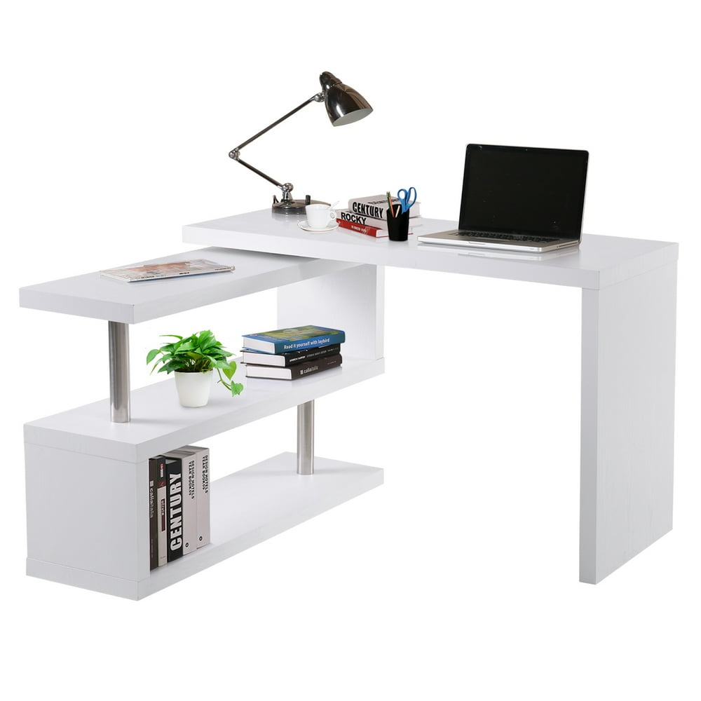 360° Rotating LShaped Writing Table Corner Desk for Home Office
