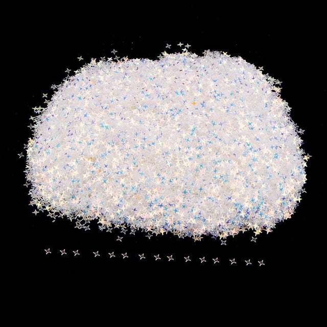 100 g / bolsa de lentejuelas de estrella de cuatro puntas de plástico para decoraciones de boda de fiesta Artes y manualidades de fiesta de cumpleaños Blanco Soledad Cuatro lentejuelas en punta de la estrella