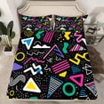 thumbnail image 2 of Feelyou Kid Cartoon Memphis Full Size Sheets, Cycle Square Abstract Bed Sheets, 4pcs, 2 of 7