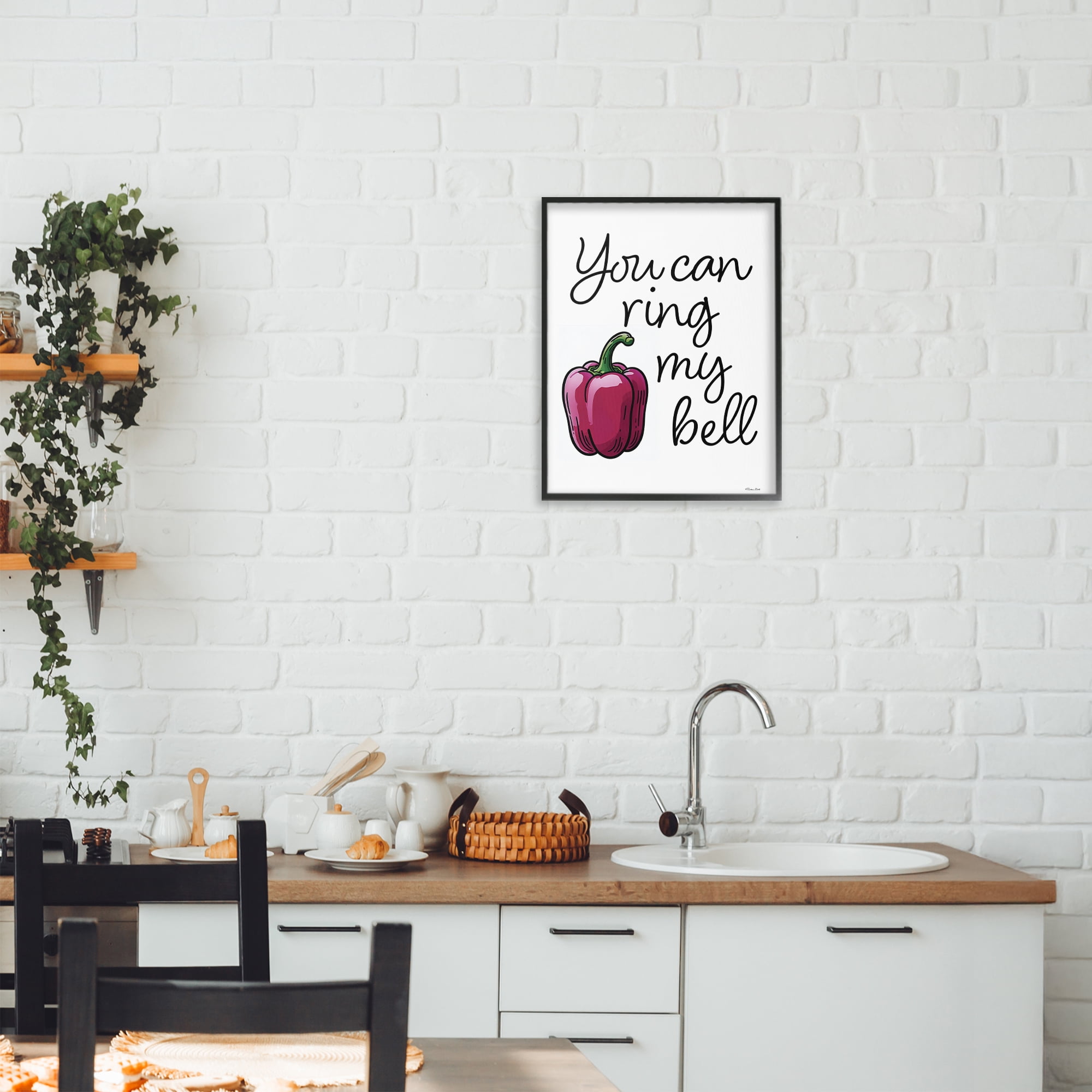 Stupell Industries Ring My Bell Pepper Black Framed Giclee Art, design by Susan Ball
