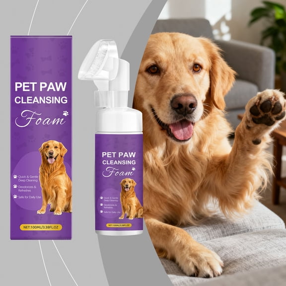 Tanglewen Pets Antibacterial Dog Paw Cleaner with Built-in Scrubber Brush,Foaming Cleanser - Travel No-Rinse PH Balanced Natural Formula,Gentle Daily Use - Paw Washer & Grooming Care,3.38oz
