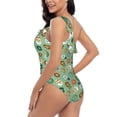 thumbnail image 4 of Gukieu Christmas Donuts Print One-shoulder Ruffled One-piece Swimsuit with Removable Chest Pads and Tummy-control Swimsuit for Women-Small, 4 of 6