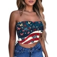 thumbnail image 2 of Stralyhd American Flag Women's Strapless Tube Top 2026 Summer Y2k Crop Tank Workout Bandeau Backless Slim Fit Beach Stretchy T-Shirt for Casual Royal Blue XXL, 2 of 6