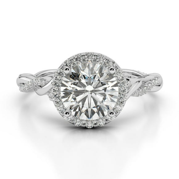 2.80 Ct Wonderful Round Natural Moissanite Diamond Engagement Rings for Women Solid 14K White Gold