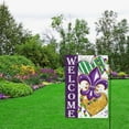 thumbnail image 5 of Rdsfhsp 12 x 18 inch Mardi Gras Welcome Garden Flag - Double Sided Vertical Striped Heart and Fleur-de-Lis Printed Holiday Yard Linen Flag, 5 of 5