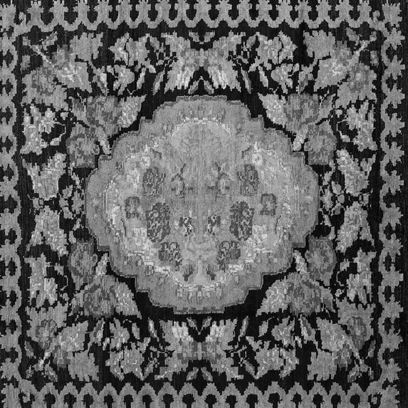 Ahgly Company Indoor Square Medallion Gray French Area Rugs, 5' Square