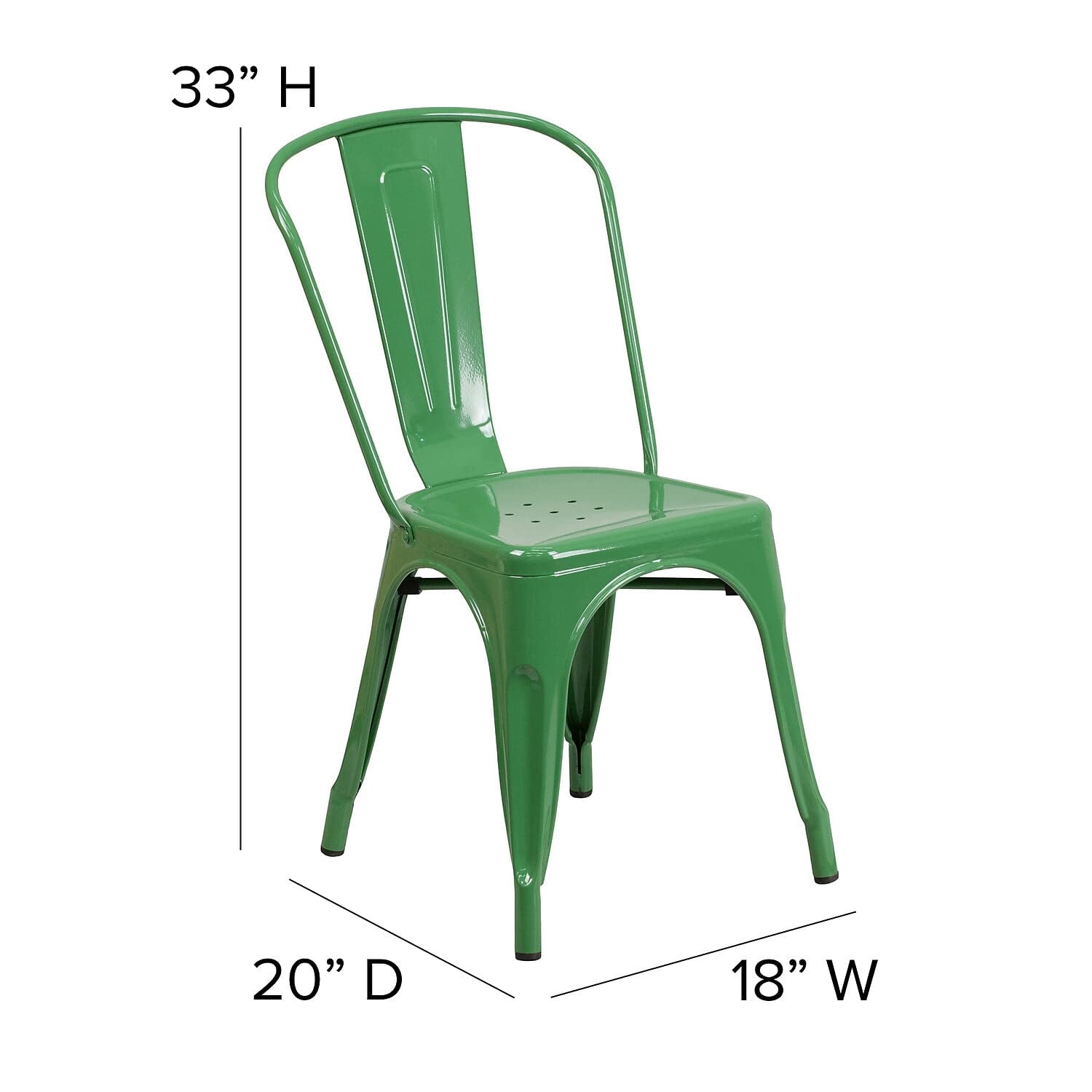 Bowery Hill Stackable Metal Dining Side Chair in Green