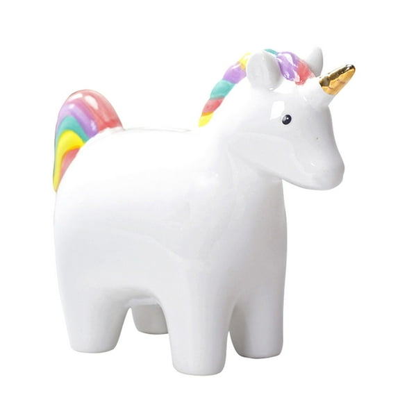Creative Cartoon Unicorn Ceramic Piggy Bank for Kids Assorted Color 1Pc