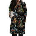 thumbnail image 2 of Christmas Outfit for Women Long Sleeve Loose Fit Tunic Tops with 2 Pockets Crewneck Xmas Printed T-shirts (XL, Multicolor 01), 2 of 5