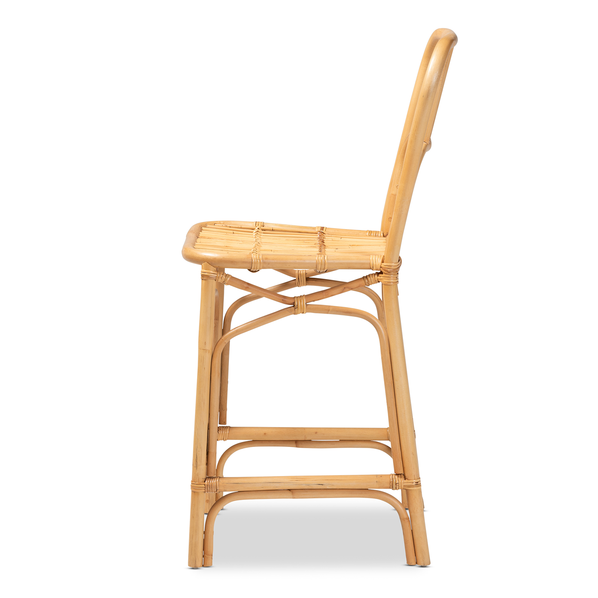 bali & pari Ivora Modern Bohemian Natural Brown Rattan Counter Stool