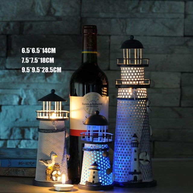 Final Clearance! New Colorful Led Metal Lighthouse Nautical Light Lamp Beach Desk Ornament Decor
