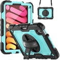 thumbnail image 2 of Case for iPad Mini 7 A17 Pro 2024/Mini 6 2021 8.3 Inch 7th/6th Gen with Screen Protector, 360 Degree Rotating Kickstand Hand Strap Shockproof Cover with Shoulder Strap, Sky Blue PC, 2 of 7