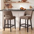 thumbnail image 2 of VKNOW Mid-Century Counter Height Bar Stools Set of 2 Upholstered Kitchen Bar Stools with Wood Legs and Ergonomic Backrest for Kitchen Island Dining Room Home Bar,Brown, 2 of 9