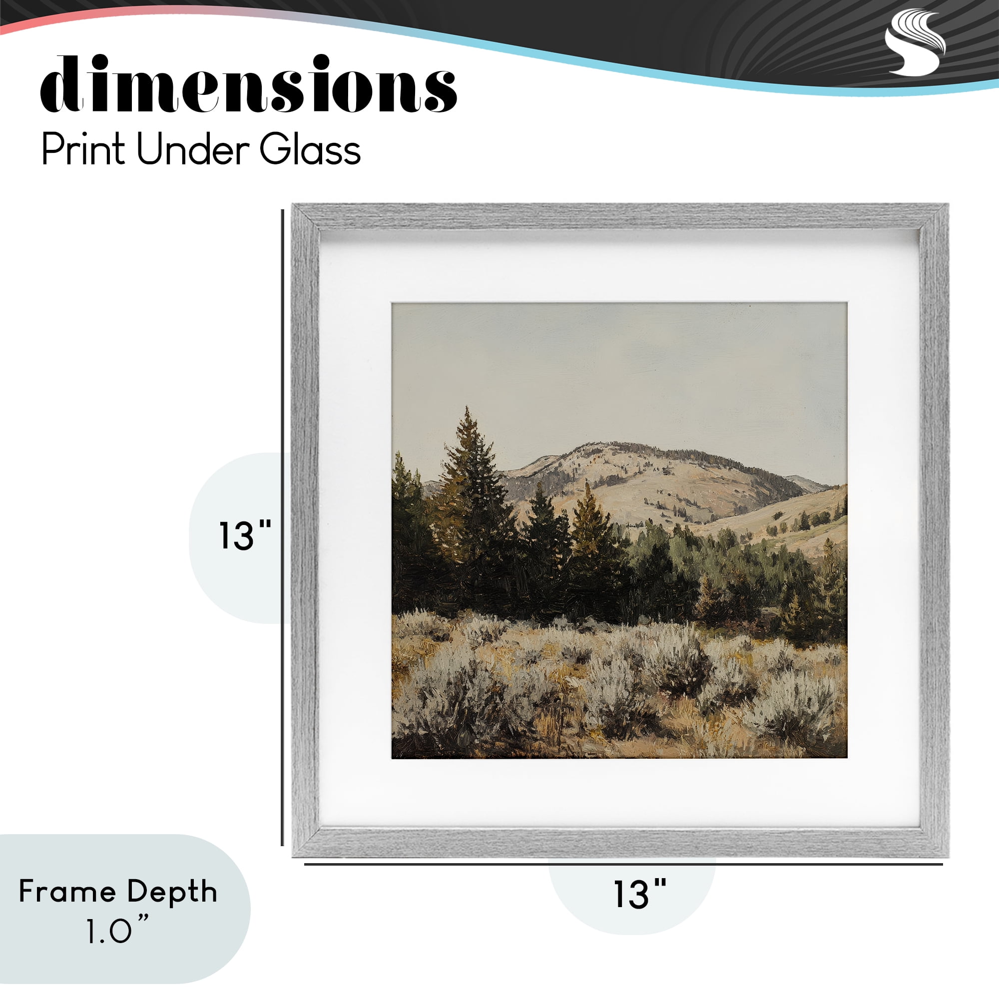 Stupell Industries Cedar Mountain View Gray Framed Print Under Glass, design by Petal Prints Design