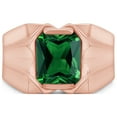 thumbnail image 2 of AFFY 8x10 mm Simulated Birthstone Men's Ring Emerald In 14K Rose Gold Plated 925 Sterling Silver. Ring Size 11, 2 of 6