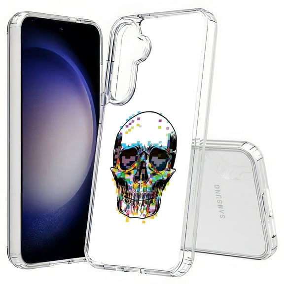 TalkingCase Slim Fit Phone Case Compatible for Samsung Galaxy S25(Not S25 Plus/Ultra), Pixel Skull Print, Lightweight,Flexible, USA Print