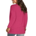 thumbnail image 4 of Hipattires Plus Size Blouses for Women Crew Neck Long Sleeve T-Shirts Beach Hot Pink Summer Loose Fit Tops Plain Trendy Blouses, 4 of 7