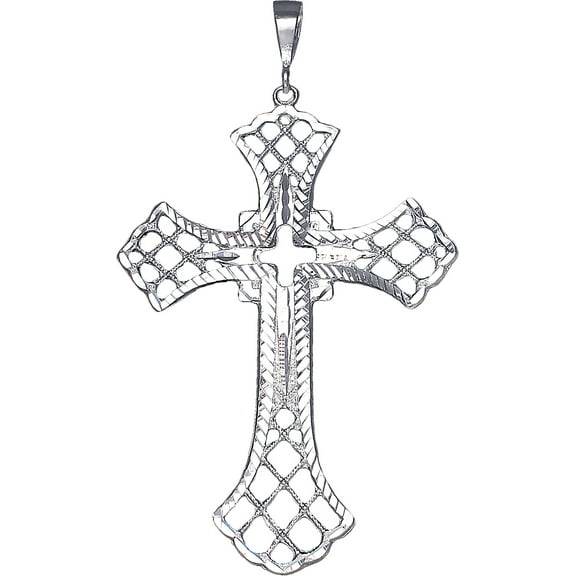 Huge Heavy Sterling Silver Cross without Jesus Pendant Necklace 5 Inches 24 Gram