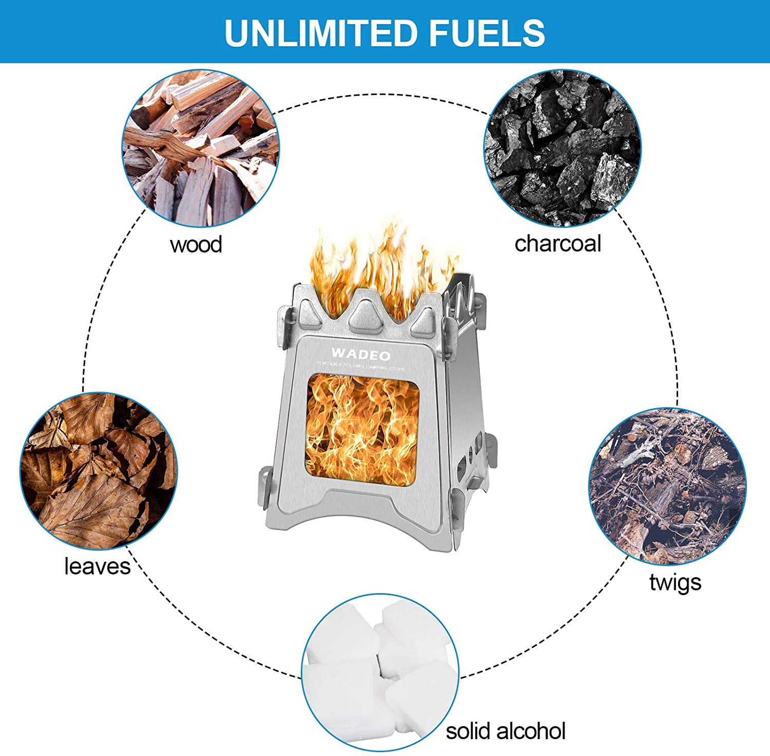 Backpacking Wood Stove, WADEO Foldable Camping Stove, Stainless Steel  Foldable Camping Stove with Compact and Lightweight Design for Outdoor  Cooking - Walmart.com