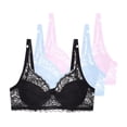 thumbnail image 2 of 3PCS Women's Plus Size Bras Push up Supportive Bras Solid Color Underwire Women Comfortable Breathable Gathering Bras for Heavy Breast Black 75B, 2 of 5