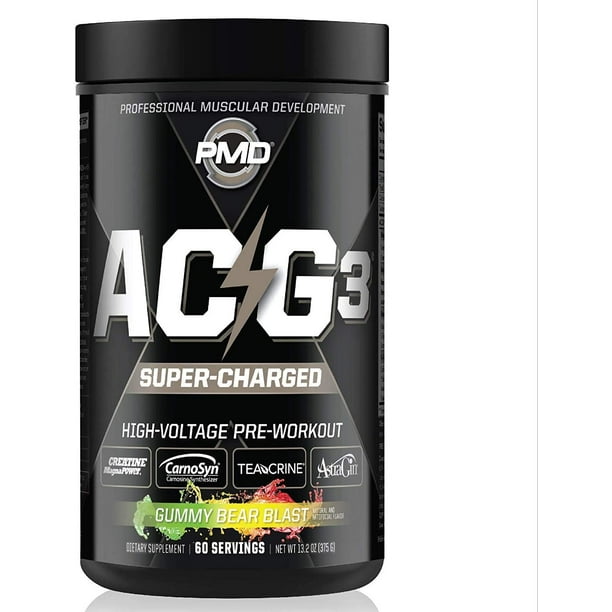 Pmd Sports Acg3 Supercharged Pre Workout Powerful Strength High Energy Maximize Mental Focus Endurance And Optimum Workout Performance Concentrated Drink Mix Gummy Bear Blast 60 Servings Walmart Com