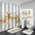 thumbnail image 2 of 3D Digital Printing Shower Curtain 4 Pieces  71x71in Summer Beach Print Starfish Shell Bathroom Set For Home / Hotel / Party Decoration, 2 of 11