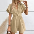 thumbnail image 4 of Jerdar Outfits for Women Summer Casual Short Sleeve Button Down Tops Blouses Shirts and Shorts Set with Pockets Jumpsuit M, 4 of 6