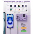 thumbnail image 2 of Power Strip Beeiker 6 USB (2 USB C) con 4 salidas, cable de 5 pies, color morado, 2 of 8
