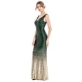 thumbnail image 4 of Angel fashions Women's V Neck Gradient Sequin Mother of Bride Dresses 20s Flapper Evening Party Gown Green Gold X-Large, 4 of 6