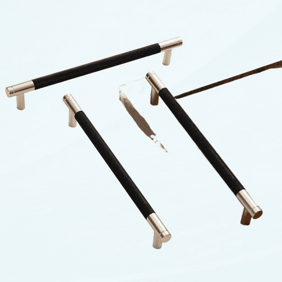 Zoizocp 2 Pack 7 1/2 Inch 192mm Bar Cabinet Pulls Gold and Black Knurled Handles for Brushed Gold Drawer Pulls Cupboard Aluminum Handles