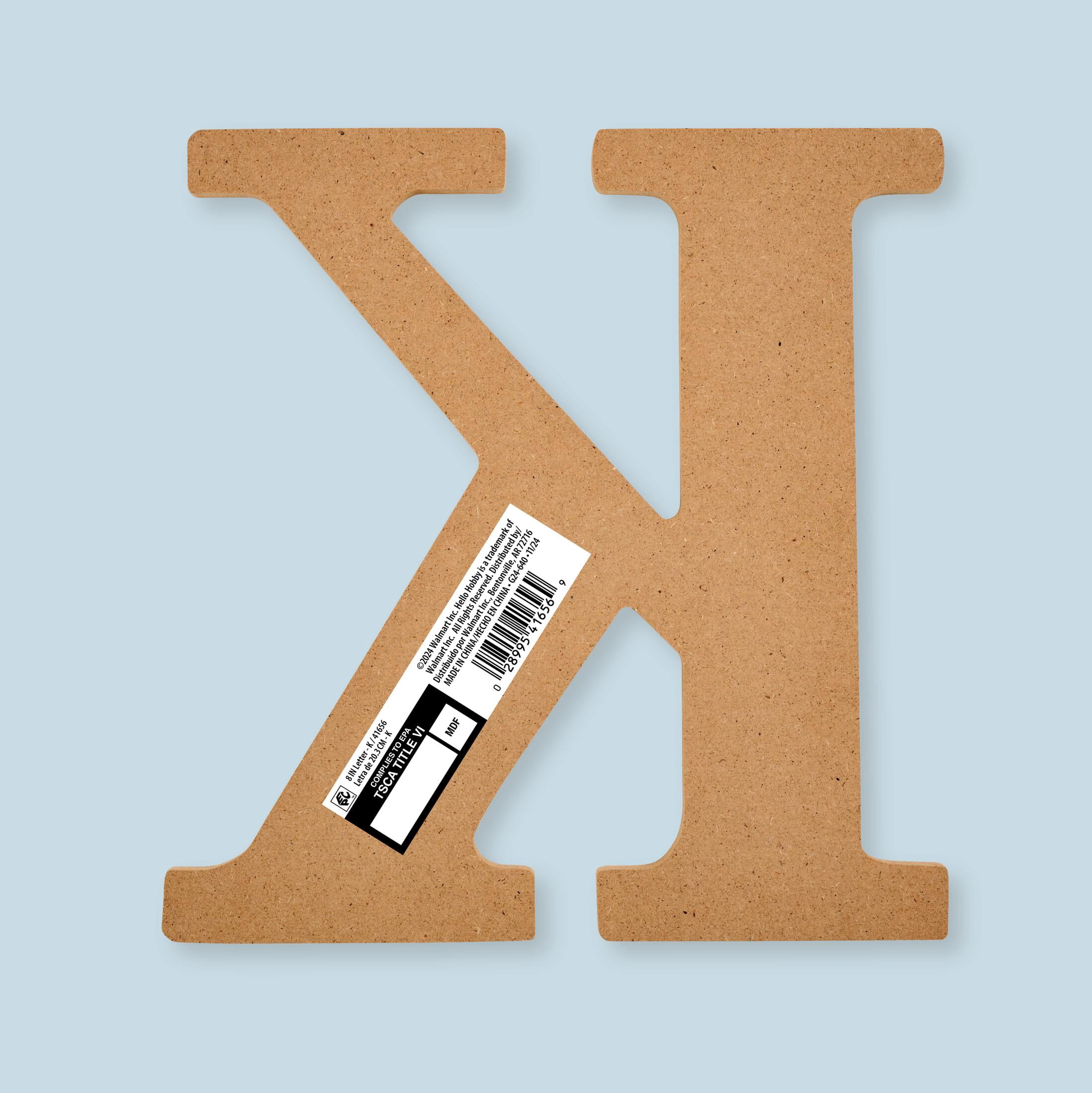 Plaid Unfinished Wood MDF 8" Letter for DIY Arts and Crafts, K