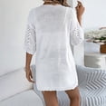 thumbnail image 4 of Lmueinov Womens Summer Cardigan Sweaters Boho Short Sleeve Knitted Open Front Lightweight Beach Cover Up Mid Length Elbow Sleeve Loose Fit Vacation Top, 4 of 7