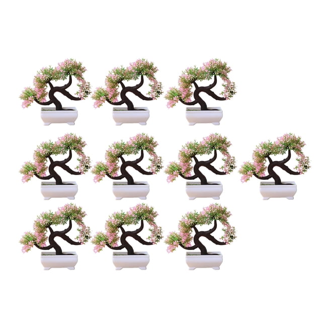 10 piezas de plantas artificiales, flores, bonsáis, decoración de mesa, multiusos, PP Rosa 26x19cm