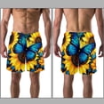 thumbnail image 3 of luoweisi Men's Beach Shorts Quick Dry Swim Trunks with Mesh Lining Sunflower Butterfly L, 3 of 5