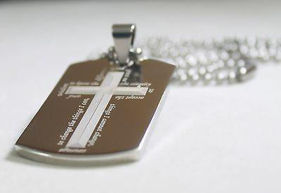 Details about   SERENITY PRAYER CROSS SURROUND HOPE DOG TAG NECKLACE STAINLESS STEEL 