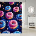 thumbnail image 2 of Manfei Cute Cartoon Donuts Shower Curtain 72Wx72L,Celestial Starry Bathroom Curtain,Blue Pink, 2 of 5