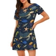 thumbnail image 1 of Saiise Motif Animaux sous-Marins Chemise de Nuit à Manches Courtes Col Rond Mignonne Robe de Nuit Confortable, 1 of 6