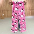 thumbnail image 2 of Pijamas gruesos de franela con dibujos de gatos KT para mujer, pantalones de casa informales y cálidos de terciopelo, novedad de otoño e invierno, 2 of 3