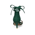 thumbnail image 2 of BLISSFUL STEP Women's Shoes Faux Suede Lace Up Open Toe Kitten Heel Cushioned Footbed Sandals  Green 6, 2 of 8