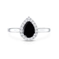 thumbnail image 5 of Rosec Jewels Real Black Spinel Teardrop Engagement Ring with Halo - 5X7 mm - Black Spinel Diamond Ring - AAA Quality, 10K White Gold, US 7.50, 5 of 9