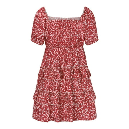 

Red Dress Sweater Dress Sexy Women Short Sleeve Printed Round Neck Ladies Slim Mini Ladies Dress Dress for Women 2022 Sexy Dresses for Women Summer Dresses Womens Tops Dressy Casual Red M