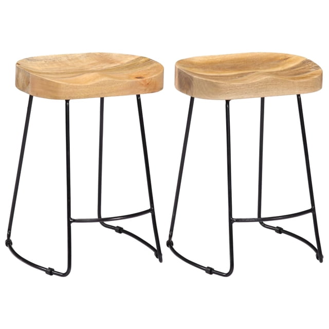 vidaXL Gavin Tabourets de Bar 2 Pcs Bois de Manguier Massif