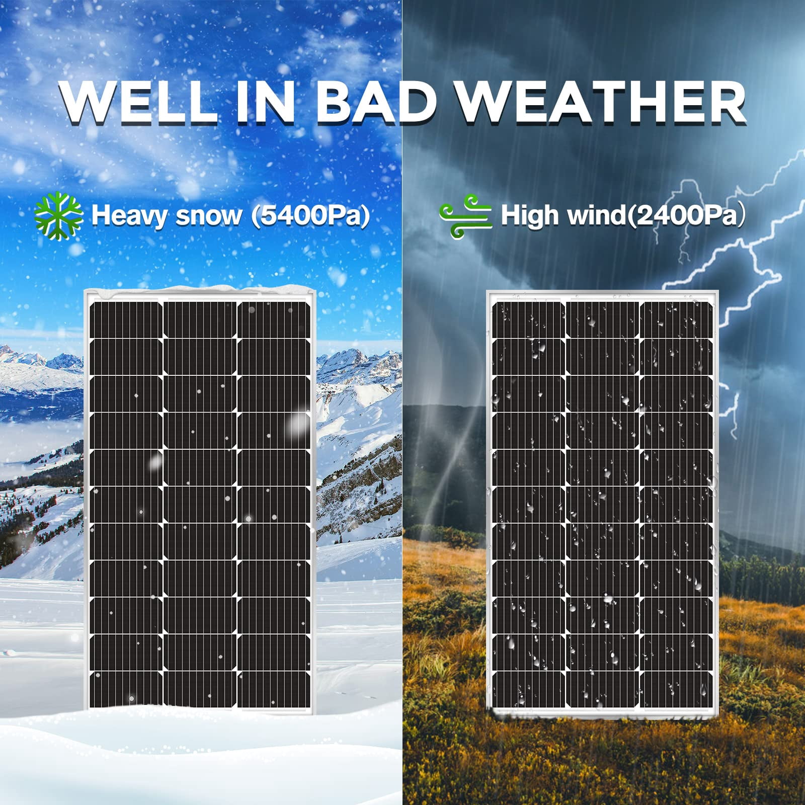 WERCHTAY 300W Monocrystalline Solar Panels, 2 Pack