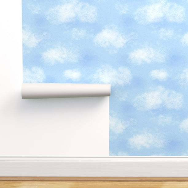 Peel & Stick Wallpaper 9ft x 2ft - Blue Sky Whimsical Pattern Simple