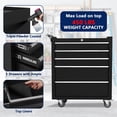 thumbnail image 5 of 5-Drawer Tool Box with Wheels, 26 inch Rolling Tool Chest and Organizer for Garage & Workshop, Includes Detachable Top, Lockable Wheels and Sliding Drawers, Essential Tool Chest Cabinet Organizer, 5 of 5